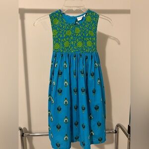 Girls Teal Dress with Lime Floral Bodice